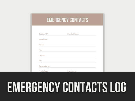 emergency contacts log