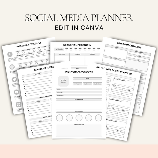 Editable Social Media Planner