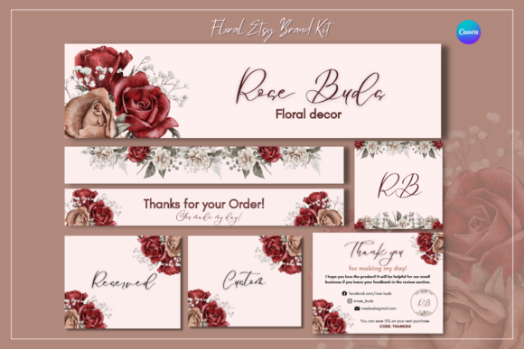 Floral Etsy Shop Brand Kit Templates