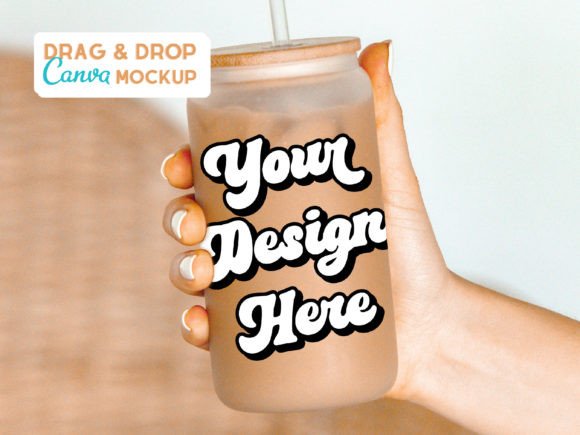 Frosted 16oz Can Glass Canva Mockup