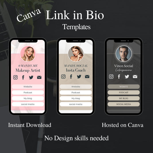 Link in Bio (Pink) Template PLR | Link In Bio Canva Template | Instagram landing page | Tik tok template | Canva Link in bio| Landing Page