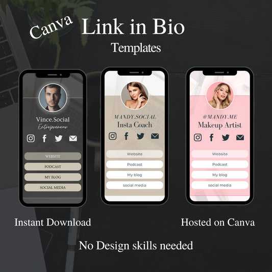 PLR Link in Bio (Luxury) Template | Link In Bio Canva | Instagram landing page | Tik tok template | Canva Link in bio| Landing Page