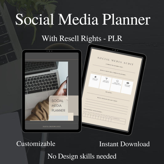 PLR - Social Media Planner (Brown) | Instagram Planner | Blog Planner | Small Business | Social Media Content Calendar | Luxury