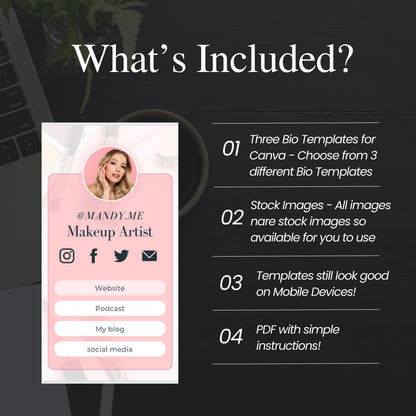 Link in Bio (Pink) Template PLR | Link In Bio Canva Template | Instagram landing page | Tik tok template | Canva Link in bio| Landing Page