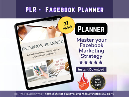 PLR - Facebook Planner |  Social Media Planner |  Blog Planner | Small Business | Social Media Content Calendar | Content Planner