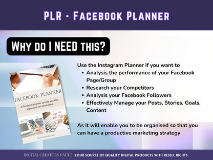 PLR - Facebook Planner |  Social Media Planner |  Blog Planner | Small Business | Social Media Content Calendar | Content Planner