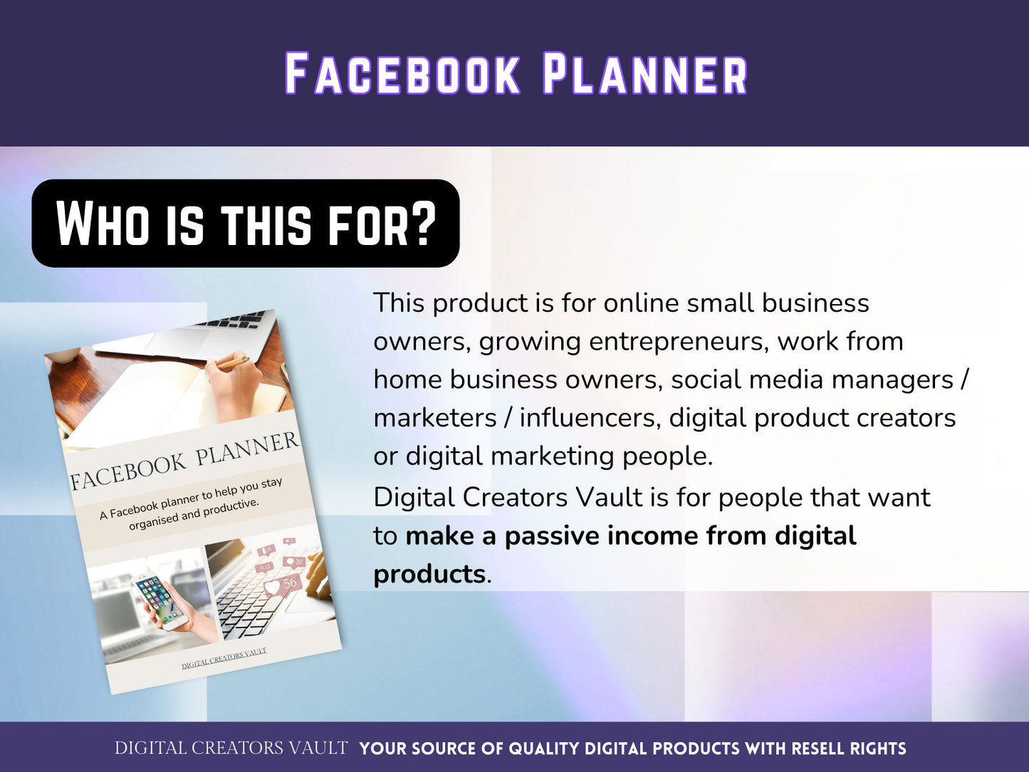 PLR - Facebook Planner |  Social Media Planner |  Blog Planner | Small Business | Social Media Content Calendar | Content Planner