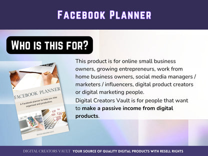 PLR - Facebook Planner |  Social Media Planner |  Blog Planner | Small Business | Social Media Content Calendar | Content Planner