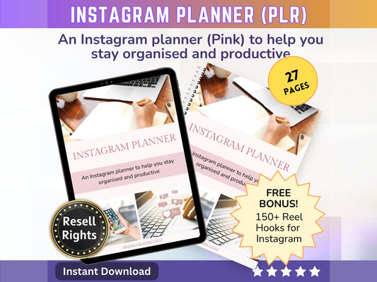 Instagram Planner Pink - PLR |  Social Media Content Calendar | Instagram Planner Printable | Small Business Planner | Social Media Plan |