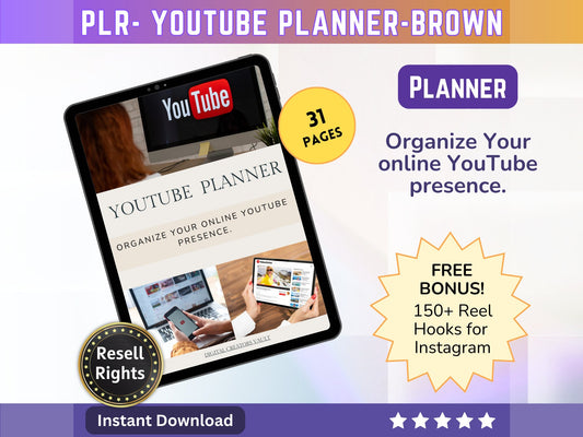 YouTube Planner-PLR |Social Media Content Calendar | Youtube Monthly Tracker | Yearly Content Planning | Youtube Planner | Business Planner