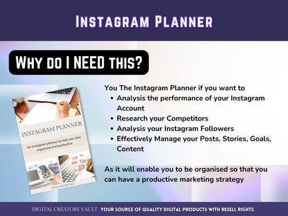 PLR - Instagram Planner |  Social Media Planner |  Blog Planner | Small Business | Social Media Content Calendar | Content Planner