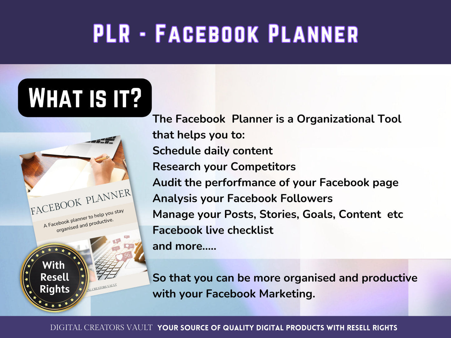 PLR - Facebook Planner |  Social Media Planner |  Blog Planner | Small Business | Social Media Content Calendar | Content Planner