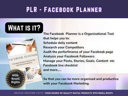 PLR - Facebook Planner |  Social Media Planner |  Blog Planner | Small Business | Social Media Content Calendar | Content Planner