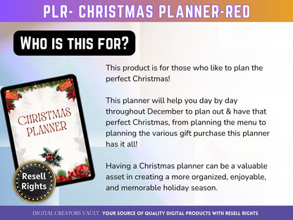 Christmas Planner - Red Traditional - PLR | Digital Christmas Planner | Christmas Gift Planner