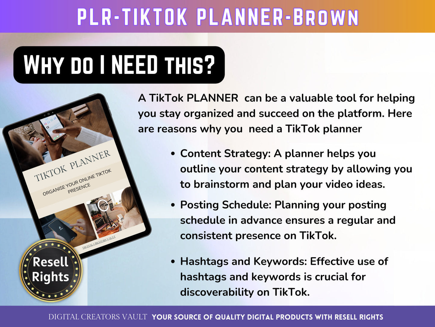 TikTok Planner for social media - Tiktok Planner | Social Media Planner Brown PLR