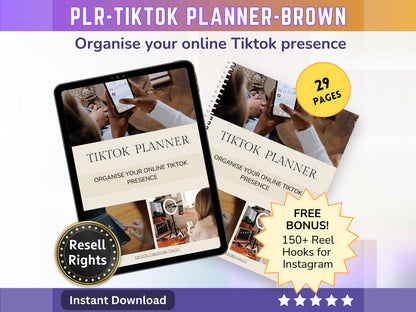 TikTok Planner for social media - Tiktok Planner | Social Media Planner Brown PLR