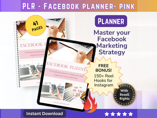 PLR - Facebook Planner |  Social Media Planner |  Blog Planner | Social Media Content Calendar | Goodnotes Planner | Ipad Planner