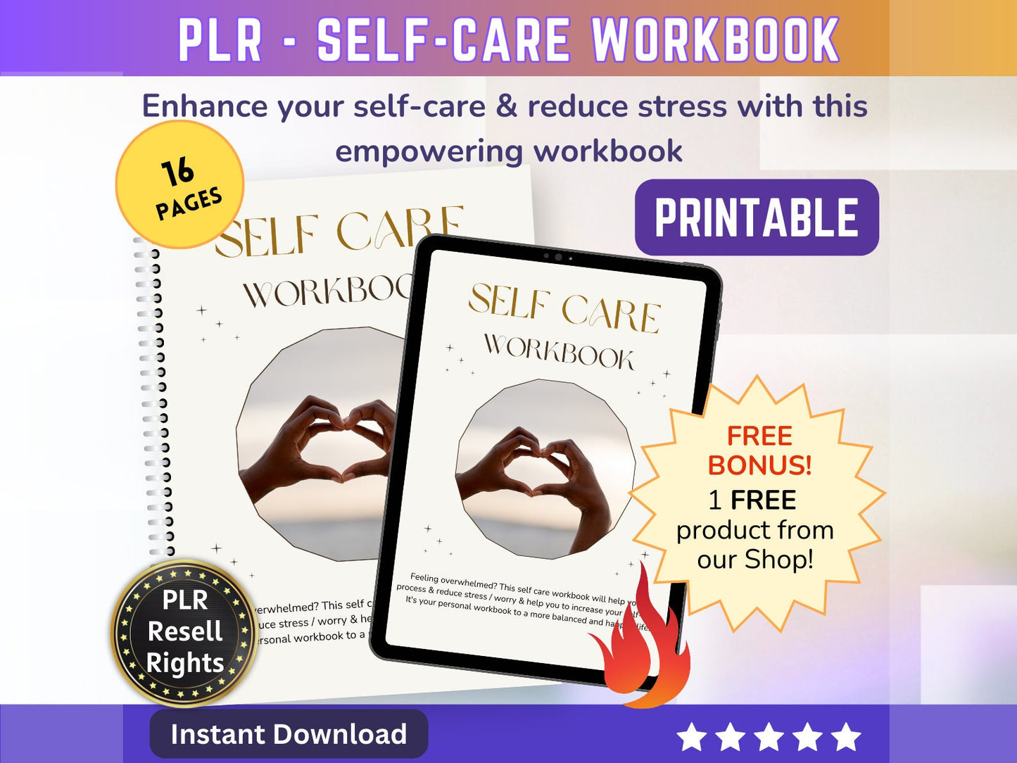 Digital Workbook Guide for Stress Relief Guide | Self-Care anxiety Workbook mental health mindfulness | for wellness and self care guide