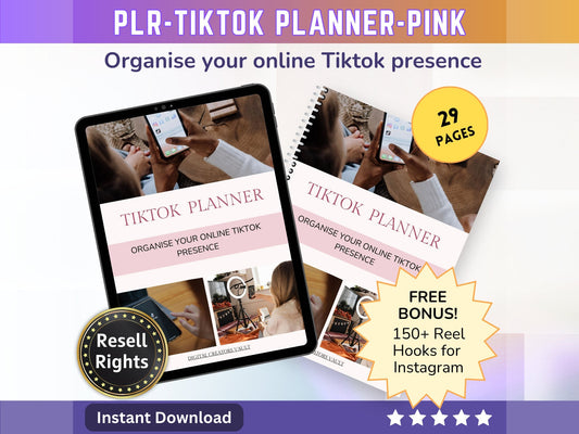 TikTok Planner - Pink PLR | Tiktok Planner | Social Media Planner