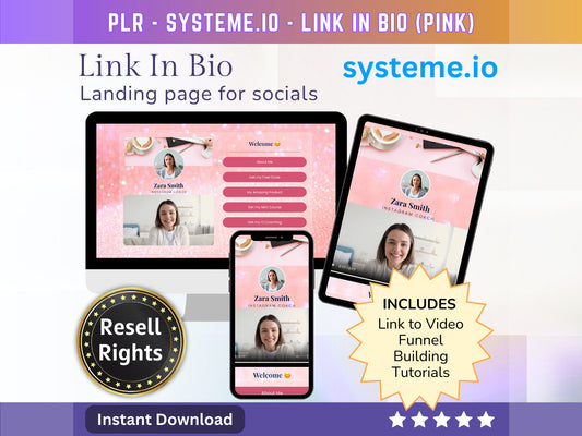 SystemeIO Link in Bio landing page website sales template - PLR Resell rights - Instagram bio  | Tiktok bio | StanStore bio replacement