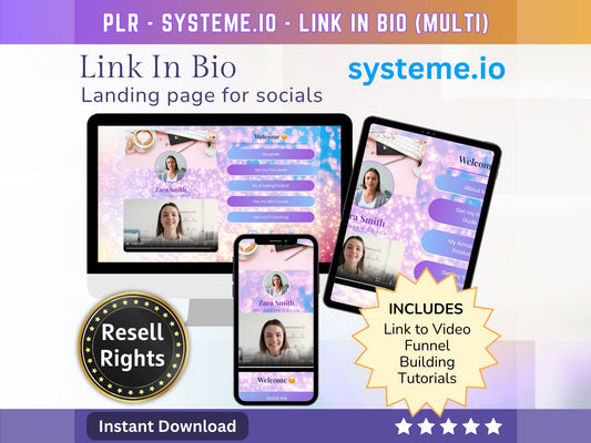 SystemeIO Link in Bio landing page template Resell rights (Multi Color V2) | Instagram bio  | Tiktok bio | StanStore template replacer PLR