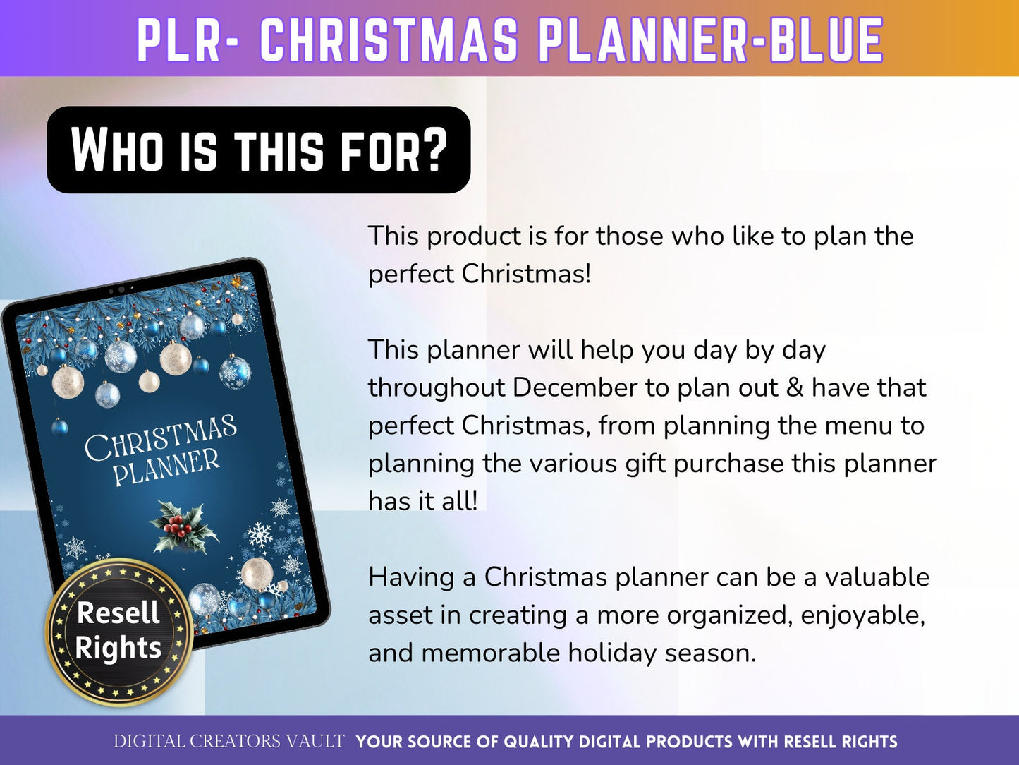 Christmas Planner - Blue - PLR | Digital Christmas Planner | Christmas Gift Planner - Printable