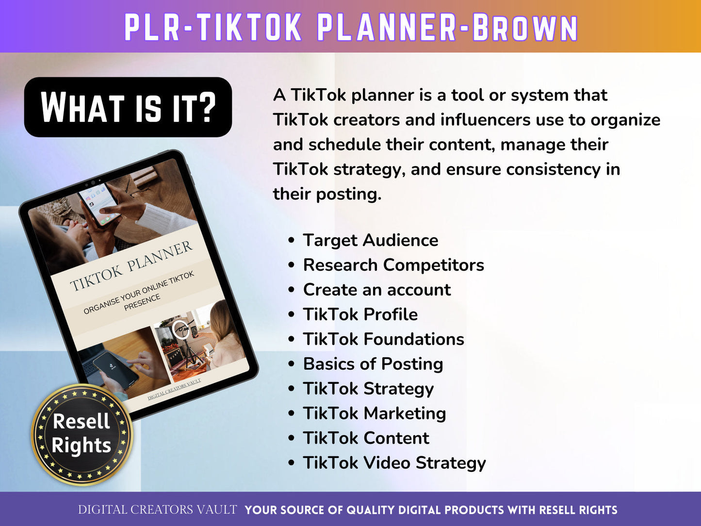 TikTok Planner for social media - Tiktok Planner | Social Media Planner Brown PLR