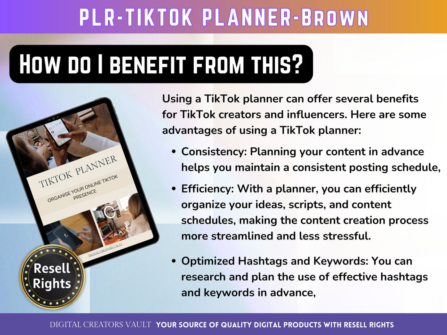 TikTok Planner for social media - Tiktok Planner | Social Media Planner Brown PLR