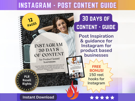 Instagram 30 Days of Content Creation Plan - Social Media Instagram post Strategy | Instagram marketing guide