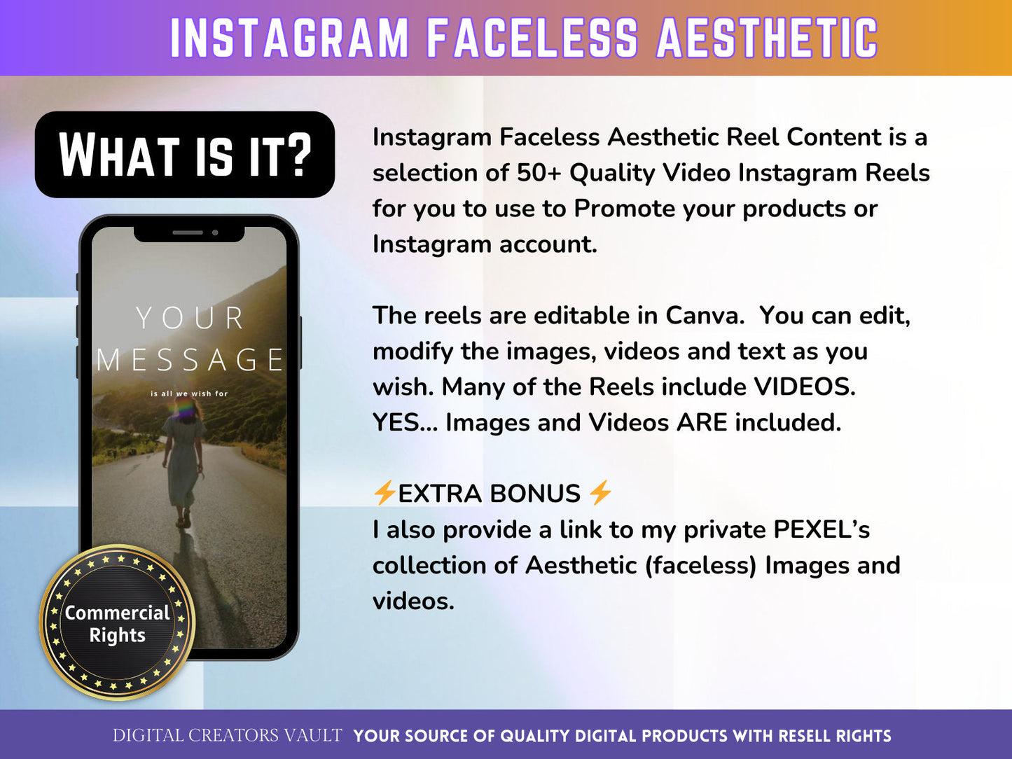 50+ Faceless Instagram Reel Templates | Aesthetic Reels | Reels Canva templates | Content Creator Reel - V2