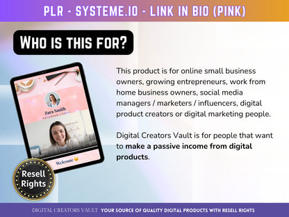 SystemeIO Link in Bio landing page website sales template - PLR Resell rights - Instagram bio  | Tiktok bio | StanStore bio replacement