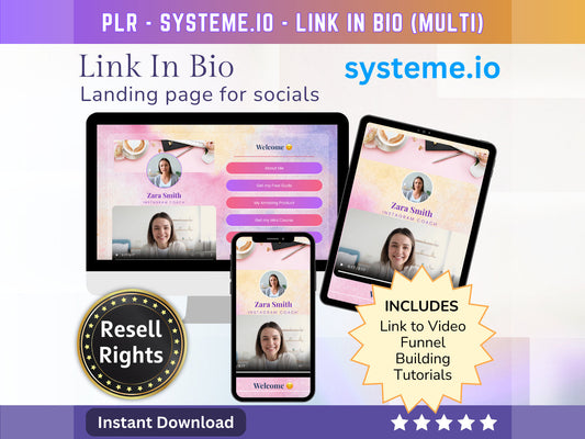 SystemeIO Link in Bio landing page template Resell rights (Multi Color) | Instagram bio  | Tiktok bio | StanStore template replacer PLR