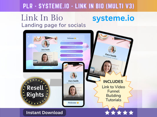 SystemeIO Link in Bio landing page template Resell rights (Multi Color V3) | Instagram bio  | Tiktok bio | StanStore template replacer PLR