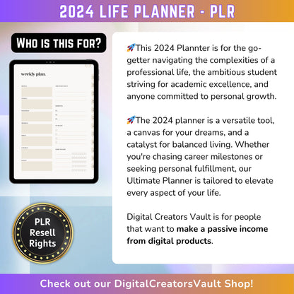 2024 Ultimate Life Planner: Customizable Weekly Goals, Vision Board, Habit Tracker - Gratitude Journal with Hyperlinks - Get organized!