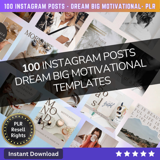 100 Dream Big Motivational Instagram Post Templates | Aesthetic Posts | Post Canva templates | Content Creator Posts