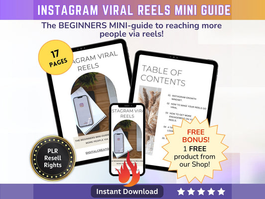 Instagram Viral Reels Mini Guide - PLR Resell rights | Tips for Creating Captivating Reels to Boost IG Insta Engagement