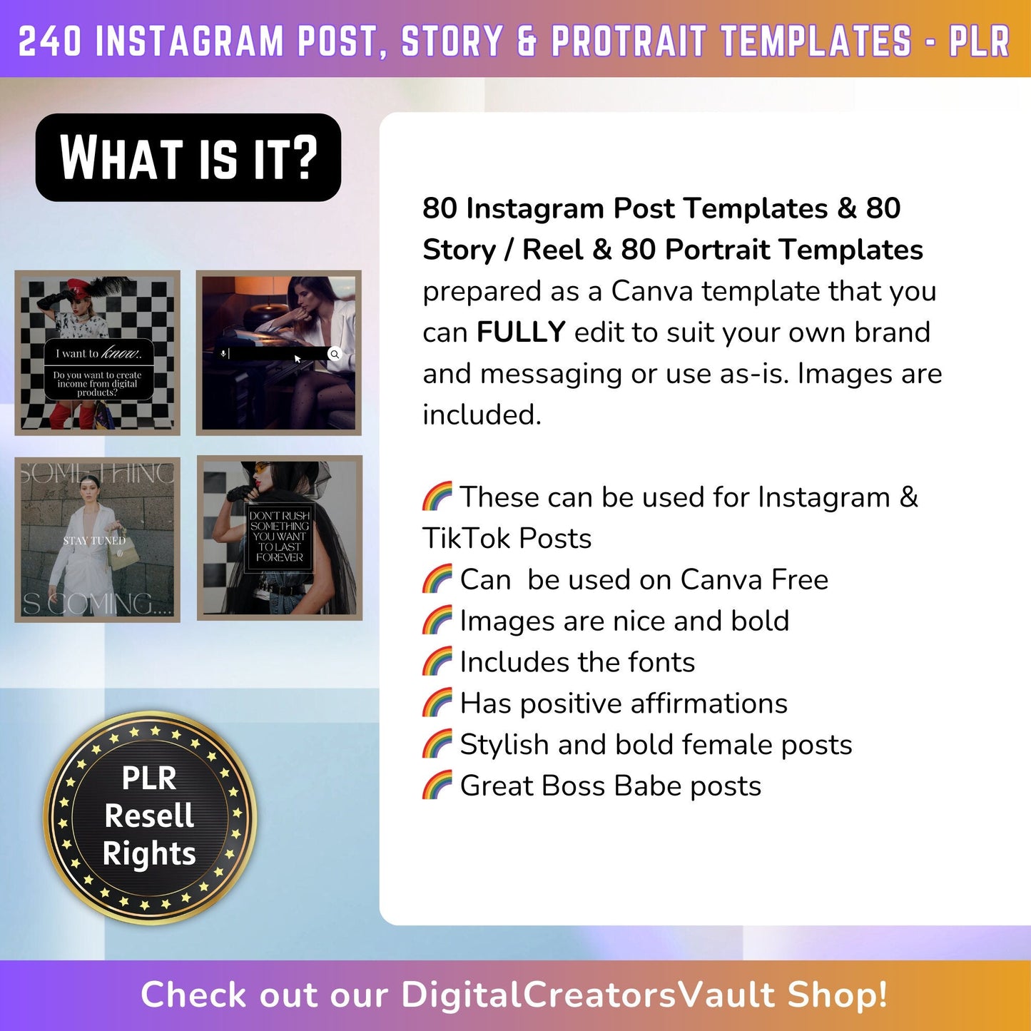 240 Mia Instagram Reel Templates | Aesthetic Reels | Reels Canva templates | Content Creator Reel - PLR