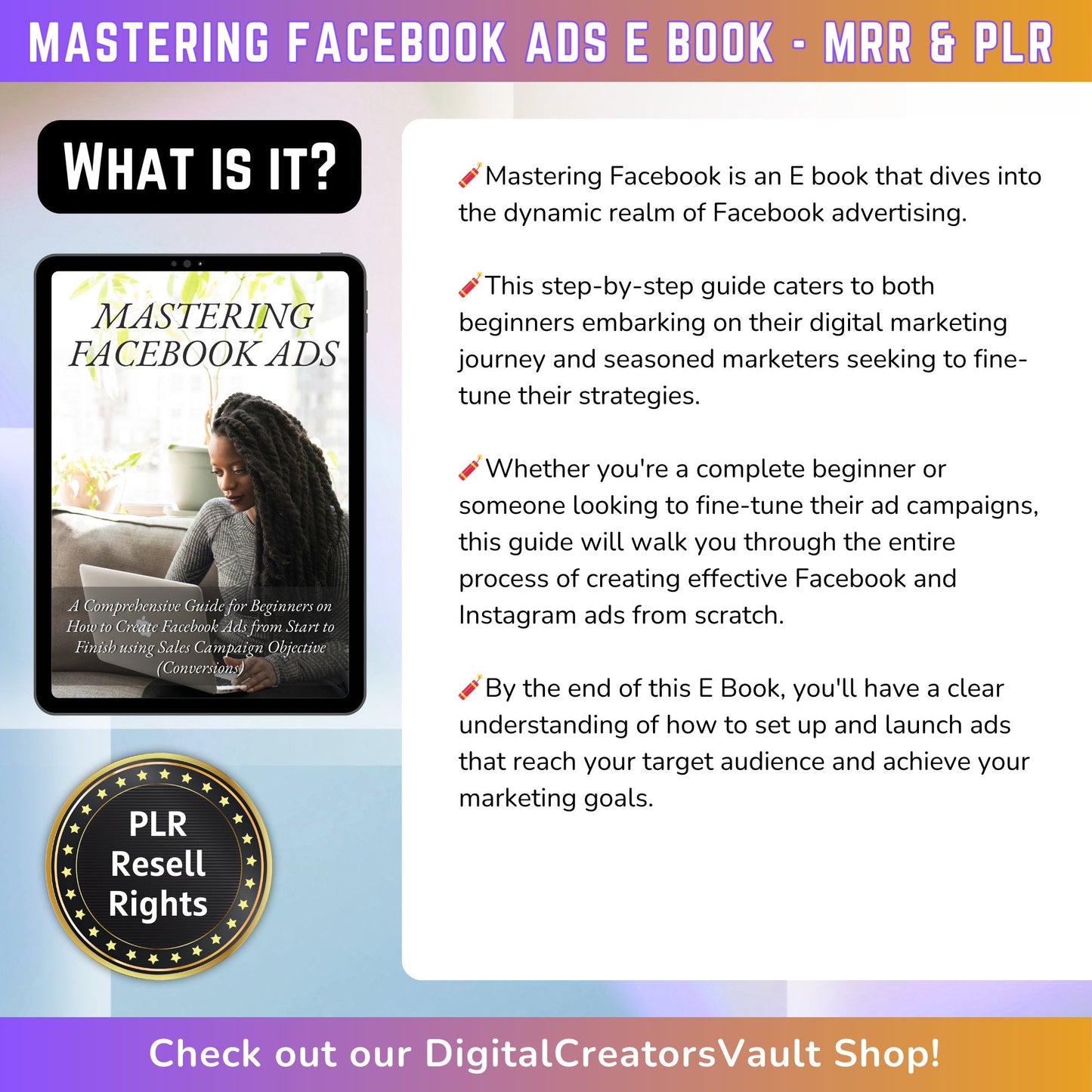 Mastering Facebook Ads mini-guide: How to setup Facebook Advertising Guide for Beginners | Ads for Instagram - Master Resell rights MRR PLR