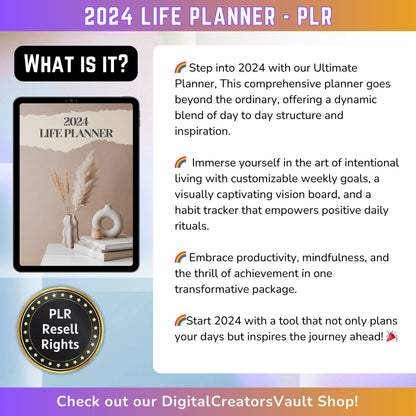 2024 Ultimate Life Planner: Customizable Weekly Goals, Vision Board, Habit Tracker - Gratitude Journal with Hyperlinks - Get organized!