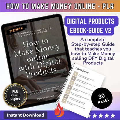 How to make money online with digital products Work from home with PLR resell rights ebook for passive income Digital download lead magnet