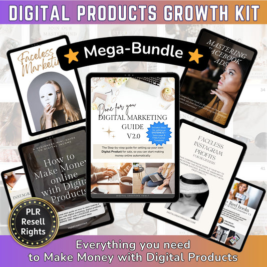 Digital Products Growth KIT mega-bundle - Digital marketing - Instagram - PLR Ebook guides - Work from home PLR resell rights passive income