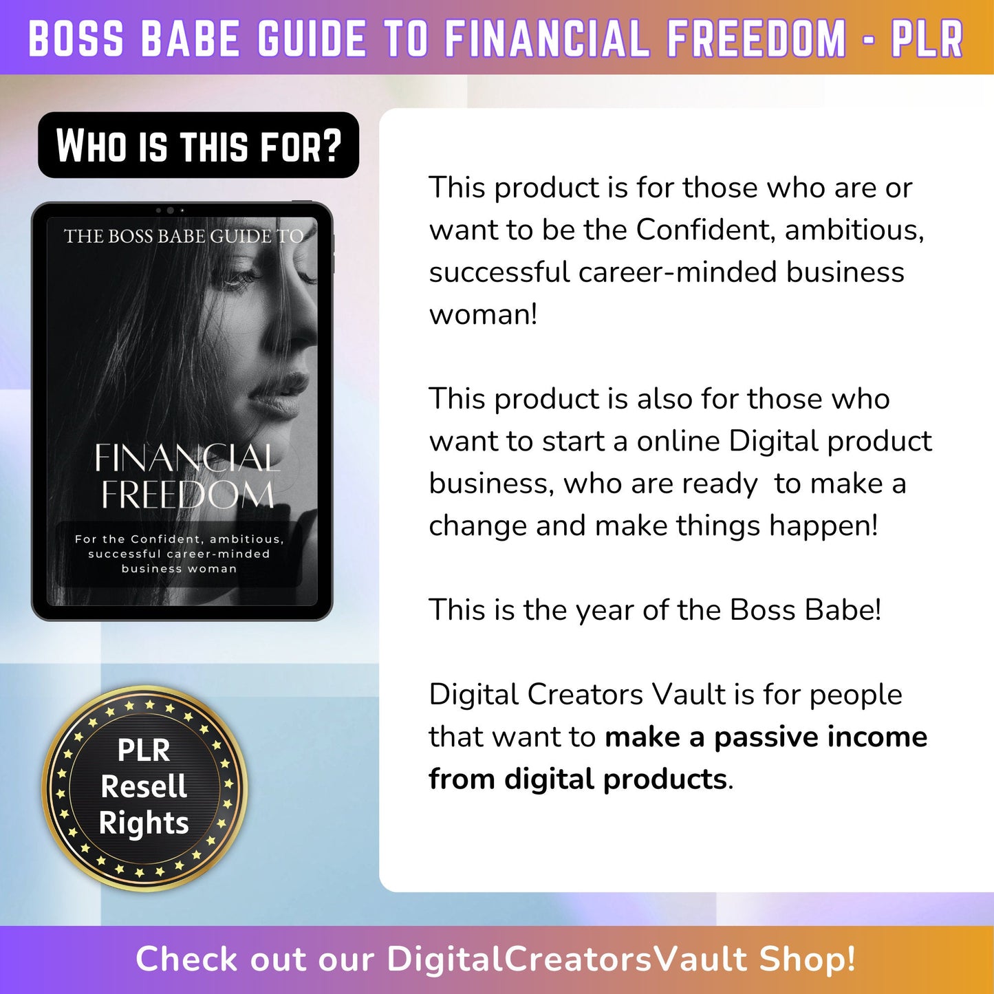 Boss Babe Financial Freedom EBook Guide | Digital Download | Work From Home Like a Boss - PLR Resell Rights