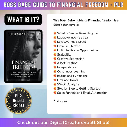 Boss Babe Financial Freedom EBook Guide | Digital Download | Work From Home Like a Boss - PLR Resell Rights