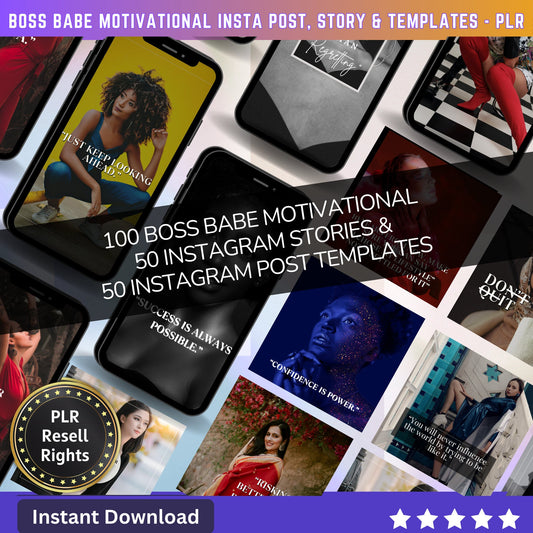 100 Boss Babe Motivational Instagram Reel Templates | Aesthetic Reels | Reels Canva templates | Content Creator Reel | Stories Posts - PLR