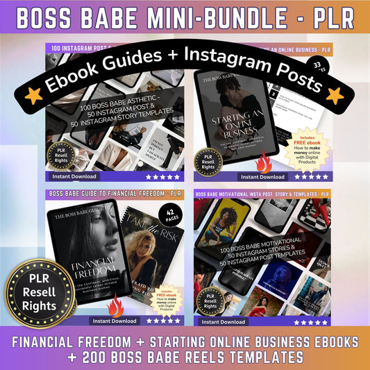 Boss Babe Mini Bundle | Instagram Reels | EBook Guide | Digital Download | Work From Home Like a Boss - PLR Resell Rights