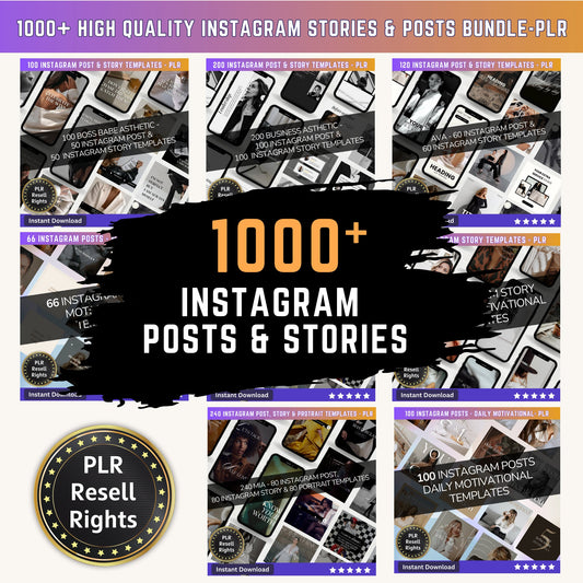 1000+ High Quality Instagram Stories & Posts Bundle | Aesthetic Reels | Reels Canva templates | Content Creator Reel - PLR