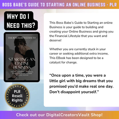 Boss Babe Starting An Online Business EBook Guide | Digital Download | Work From Home Like a Boss - PLR Resell Rights