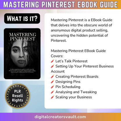 Mastering Pinterest EBook How to Guide - Digital Product for Passive Income using Pinterest and Social Media Marketing PLR Resell Rights