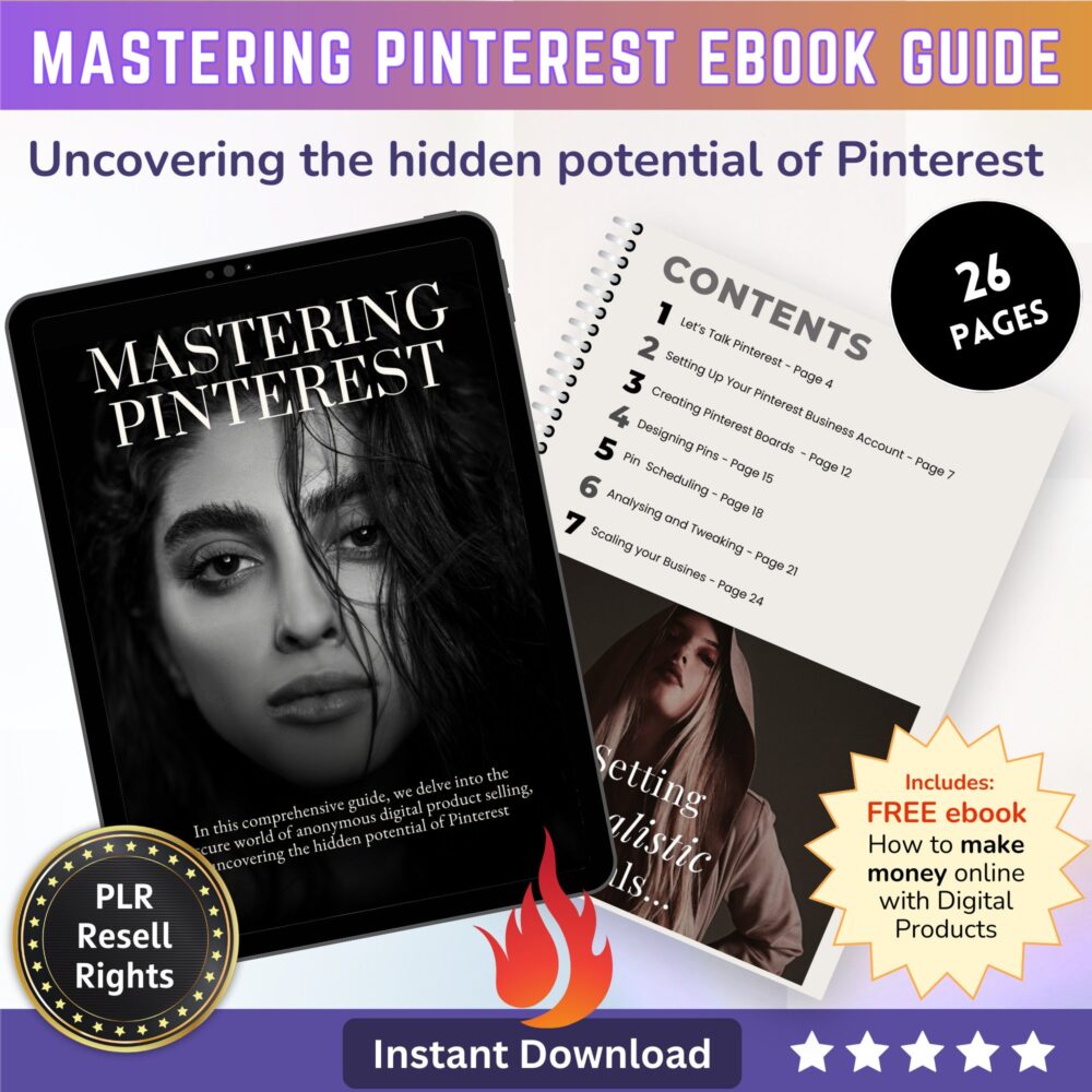 Mastering Pinterest EBook How to Guide - Digital Product for Passive Income using Pinterest and Social Media Marketing PLR Resell Rights