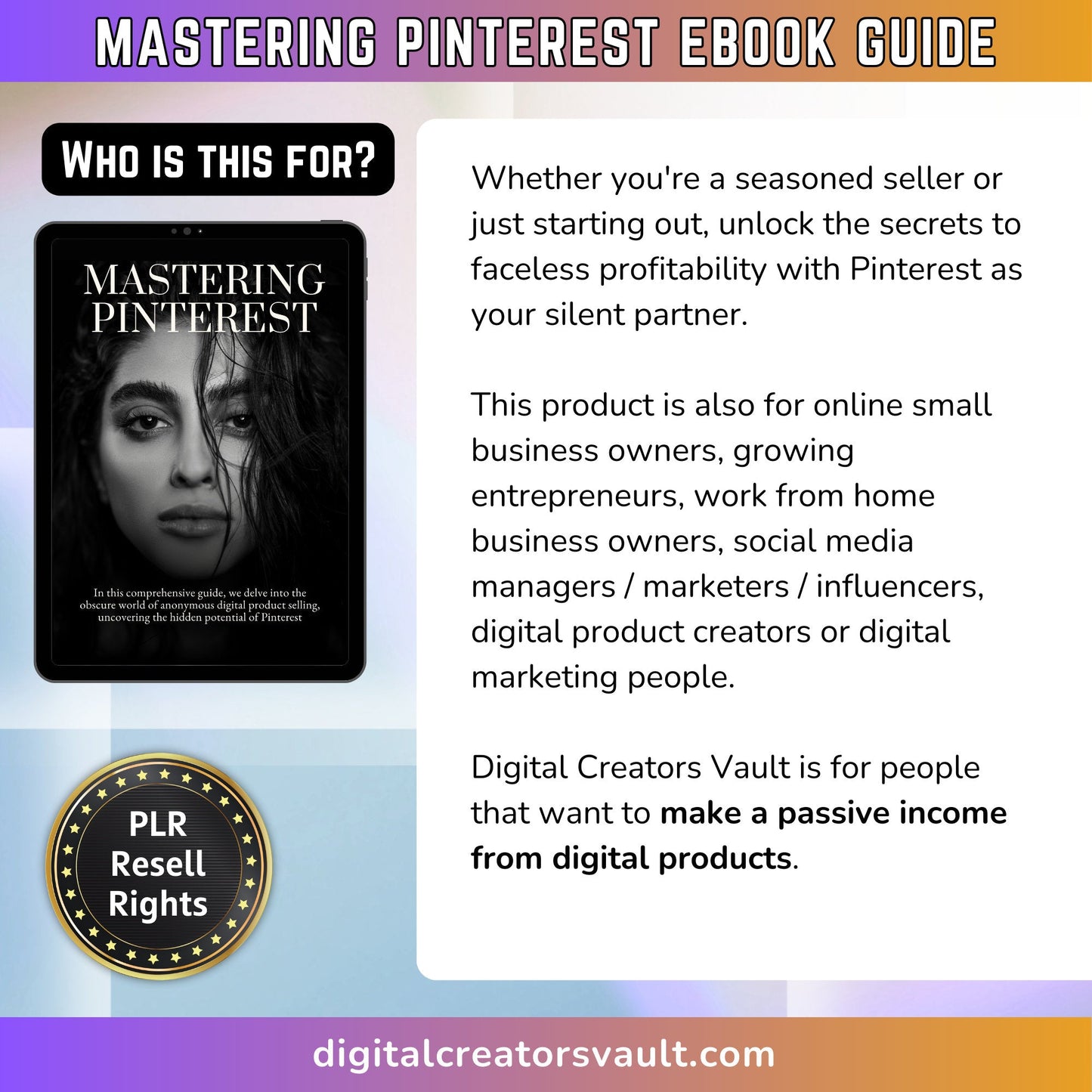 Mastering Pinterest EBook How to Guide - Digital Product for Passive Income using Pinterest and Social Media Marketing PLR Resell Rights